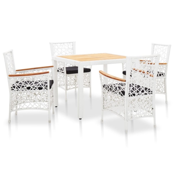 Set Mobilier De Grădină 5 Piese Alb Poliratan 45998